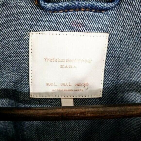 Zara Women's Denim Fringe Jean Jacket size Large - Picture 5 of 9